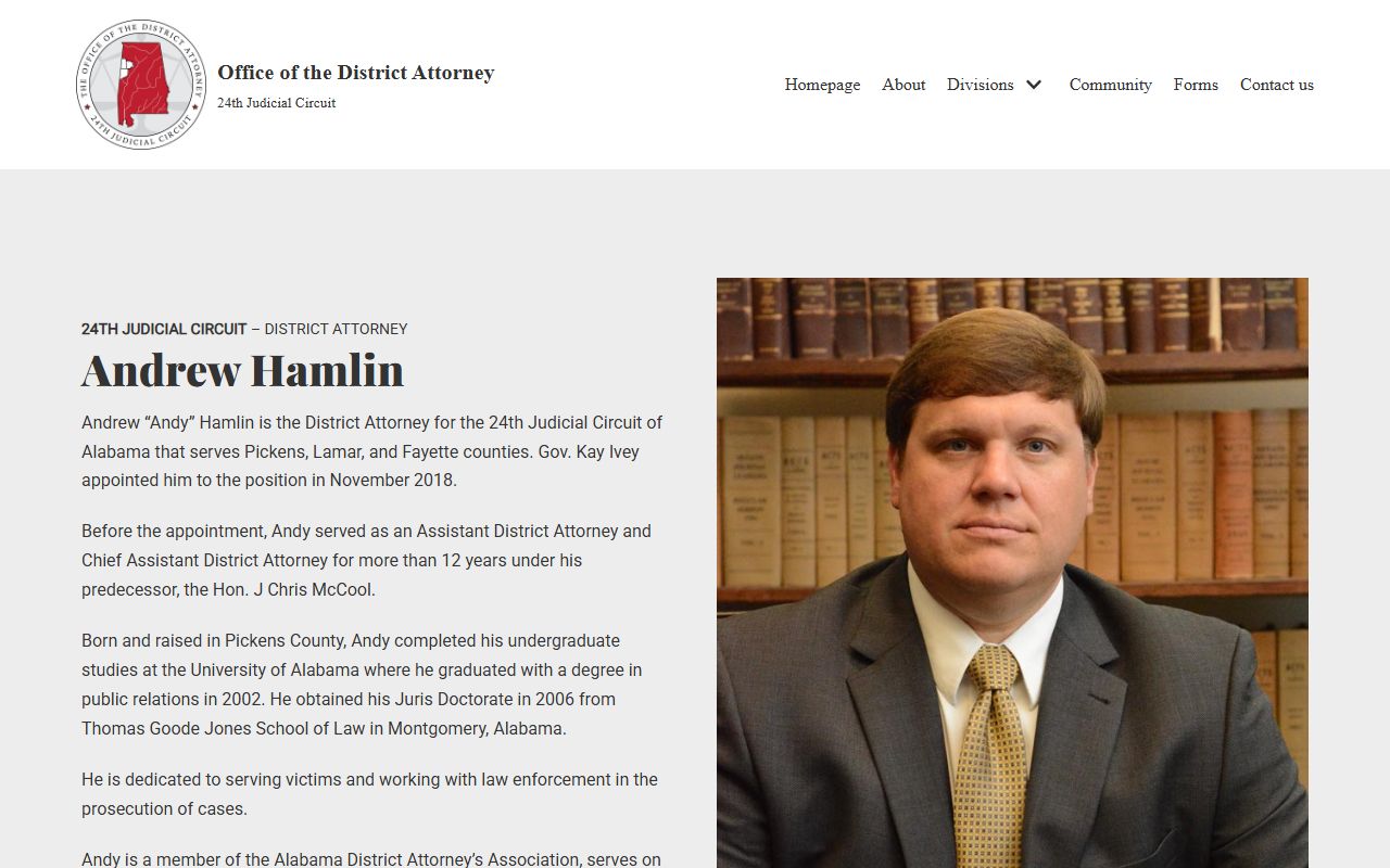 24th Judicial Circuit District Attorney profile for Fayette County court charges after arrest