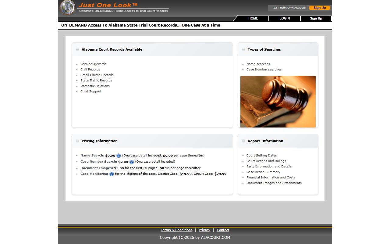 Alacourt public access portal for Fayette County arrest records and court charges